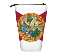 Evengigy Florida State Flag Print Cute Pencil Case with Zip Adjustable Stand Pencil Holder Funny Makeup Bag