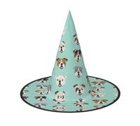Evengigy Funny English Bulldog Print Halloween Hat fun Witch Hat foldable headwear Cosplay Decor personalized 1 piece