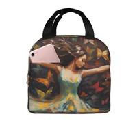 Evengigy Girl Dance Butterfly Print Insulated Lunch Bag Leakproof for Men Women Lunch Boxes Work Travel Picnic Bags