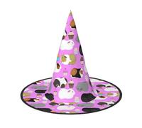 Evengigy Guinea Pigs and Cupcakes Print Halloween Hat fun Witch Hat foldable headwear Cosplay Decor personalized 3 pieces