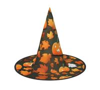 Evengigy Happy Thanksgiving Day Pumpkin Print Halloween Hat fun Witch Hat foldable headwear Cosplay Decor personalized 2 pieces