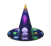 Evengigy Jellyfish ocean Print Halloween Hat fun Witch Hat foldable headwear Cosplay Decor personalized 2 pieces