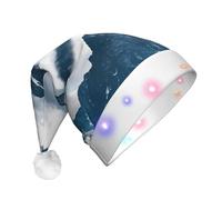 Evengigy Landscape with Mountains and Clouds print LED Christmas hat for Adult,Xmas Hat,Funny Santa Hat for Adults Unisex, Party