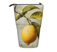 Evengigy Lemon Fruit Print Cute Pencil Case with Zip Adjustable Stand Pencil Holder Funny Makeup Bag