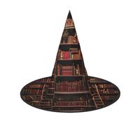 Evengigy Library Bookshelf Print Halloween Hat fun Witch Hat foldable headwear Cosplay Decor personalized 2 pieces
