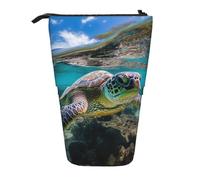Evengigy Lord Howe Island Sea Turtle Print Cute Pencil Case with Zip Adjustable Stand Pencil Holder Funny Makeup Bag