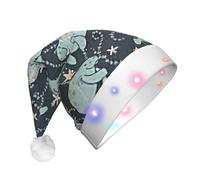 Evengigy Manatee Animals print LED Christmas hat for Adult,Xmas Hat,Funny Santa Hat for Adults Unisex, Party