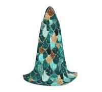 Evengigy Mermaid fish scale print print Hooded Cape For Teenagers Halloween Hooded Cloak, children Cosplay Cloak Robe