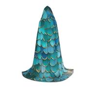 Evengigy Mermaid Scale print Hooded Cape For Teenagers Halloween Hooded Cloak, children Cosplay Cloak Robe