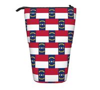 Evengigy North Carolina State Flag Print Cute Pencil Case with Zip Adjustable Stand Pencil Holder Funny Makeup Bag