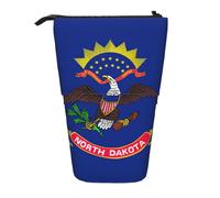 Evengigy North Dakota State Flag Print Cute Pencil Case with Zip Adjustable Stand Pencil Holder Funny Makeup Bag