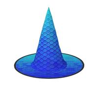 Evengigy Ocean Sea Blue Mermaid Fish Scale Print Halloween Hat fun Witch Hat foldable headwear Cosplay Decor personalized 1 piece