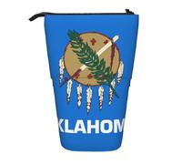 Evengigy Oklahoma State Flag Print Cute Pencil Case with Zip Adjustable Stand Pencil Holder Funny Makeup Bag