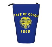 Evengigy Oregon State Flag Print Cute Pencil Case with Zip Adjustable Stand Pencil Holder Funny Makeup Bag