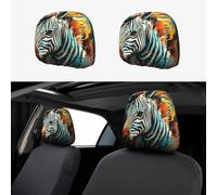 Evengigy Personalized Abstract Animal Zebra print Car Headrest Cover Set 2 pcs Stretchable Seat Headrest Protection