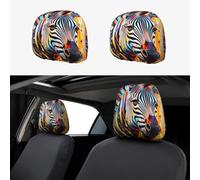 Evengigy Personalized Abstract Animal Zebra print Car Headrest Cover Set 2 pcs Stretchable Seat Headrest Protection