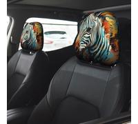 Evengigy Personalized Abstract Animal Zebra print Car Headrest Cover Set 2 pcs Stretchable Seat Headrest Protection