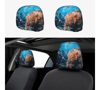 Evengigy Personalized Coral Reef print Car Headrest Cover Set 2 pcs Stretchable Seat Headrest Protection