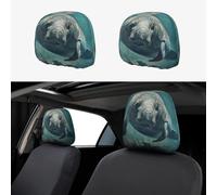 Evengigy Personalized Crazy Save Manatee print Car Headrest Cover Set 2 pcs Stretchable Seat Headrest Protection