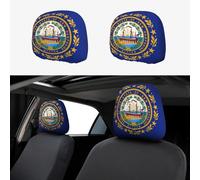 Evengigy Personalized New Hampshire state flag print Car Headrest Cover Set 2 pcs Stretchable Seat Headrest Protection