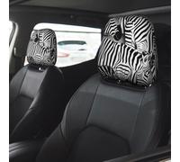 Evengigy Personalized Zebra print Car Headrest Cover Set 2 pcs Stretchable Seat Headrest Protection