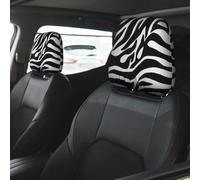 Evengigy Personalized Zebra Print print Car Headrest Cover Set 2 pcs Stretchable Seat Headrest Protection