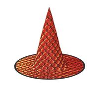 Evengigy red fish scale Print Halloween Hat fun Witch Hat foldable headwear Cosplay Decor personalized 1 piece