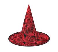 Evengigy Red rose Print Halloween Hat fun Witch Hat foldable headwear Cosplay Decor personalized 3 pieces