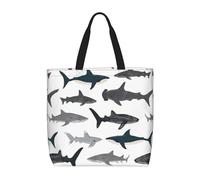 Evengigy sharks nautical print Tote Bag and Zipper Inner Pocket for Women Lady, Reusable Shopping Bag Travel