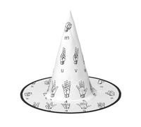 Evengigy Sign Language Alphabet. Print Halloween Hat fun Witch Hat foldable headwear Cosplay Decor personalized 3 pieces