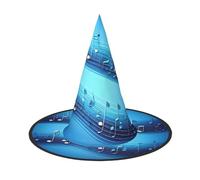 Evengigy Sky blue musical notes Print Halloween Hat fun Witch Hat foldable headwear Cosplay Decor personalized 2 pieces