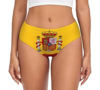 Evengigy Spanish flag Print Underwear for Women Soft Knickers Ladies Mid Rise Briefs Basic Pants,breathable Black