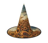 Evengigy sunflowers sea Print Halloween Hat fun Witch Hat foldable headwear Cosplay Decor personalized 2 pieces