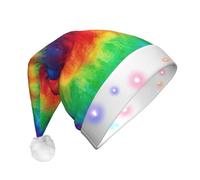 Evengigy tie dye rainbow print LED Christmas hat for Adult,Xmas Hat,Funny Santa Hat for Adults Unisex, Party