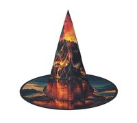 Evengigy volcano Print Halloween Hat fun Witch Hat foldable headwear Cosplay Decor personalized 3 pieces