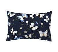 Evengigy White Blooms with Blue Butterflies print Throw Pillow Case Cushion Cover home Decor Pillowcases Pillow Cover Fit 30x45cm