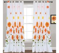 EVENHUG Orange Sunflowe Curtains Floral Window Curtain Panels Drapes for Bedroom and Living Room (Pack of 2, 55" W x 95" L)