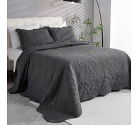 EVENHUG Oversized King Quilt Set California King Size Bedspread 128"x120" Lightweight Reversible Bedding Coverlets Set for All Seasons 3 Piece (Super King Plus, Dark Grey)