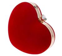 Evening Bag with Chain for Women Red Heart Shaped | Alloy, Polyester and Satin Build, Compact Portable Size, for Lipstick and Jewellery at Date Night