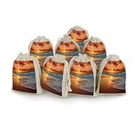 Evening Beach Sea Water 8 PCS Muslin Bags with Drawstring Sachet Bags Empty Small Cotton Drawstring Bag Muslin Reusable & Washable Cotton Bag for Herb Spice Candy Soap Jewelry Wedding Gift Pouches