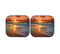Evening Beach Sea Water Car Windshield Sun Shade 2-Piece, Foldable Sunshade for Car Front Window and Interior Sun Protection, Universal Auto Sun Blocker Visor Protector Medium