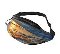 Evening Beach Sea Water Fanny Pack for Men Women Fashion Waist Packs Travel Crossbody Bag With Adjustable Strap Everywhere Belt Bag Waterproof Chest Bags Cycling Bum Bag Wallet