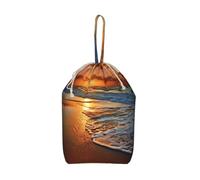 Evening Beach Sea Water Laundry Bag 28"" x 14"", Large Hamper Bag | Heavy Duty Cloth Storage Sack With Drawstring, Washable Basket Liner, Dirty Clothes Organizer For Luggage Travel Camp Home