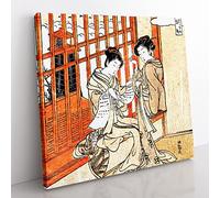 Evening Bell under the Watch tower by Koryusai Isoda Asian Japanese Canvas Wall Art Print Ready to Hang, Framed Picture for Living Room Bedroom Home Office Décor, 50x50 cm (20x20 Inch)