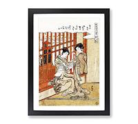 Evening Bell Under The Watch Tower By Koryusai Isoda Asian Japanese Framed Print | A2 Black Framed Wall Art | Ready to Hang | Asian Cityscape Picture | Living Room Bedroom Lounge Office