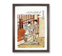 Evening Bell Under The Watch Tower By Koryusai Isoda Asian Japanese Framed Print | A2 Walnut Framed Wall Art | Ready to Hang | Asian Cityscape Picture | Living Room Bedroom Lounge Office