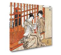 Evening Bell under the Watch tower by Koryusai Isoda Canvas Print | Gallery Wrapped 30mm Frame Wall Art | 20x20 inches | Ready to Hang | Asian Cityscape Picture | Living Room Bedroom Lounge Office