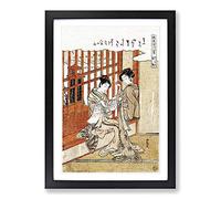 Evening Bell Under The Watch-Tower by Koryusai Isoda Framed Print | A2 Black Framed Wall Art | Ready to Hang | Modern Cityscape Picture | Living Room Bedroom Lounge Office
