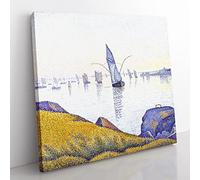 Evening Calm by Paul Signac Classic Painting Canvas Wall Art Print Ready to Hang, Framed Picture for Living Room Bedroom Home Office Décor, 50x50 cm (20x20 Inch)