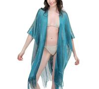 Evening Cardigan Shawl-Womens Sparkly Travel Wrap Cape Shawls for formal Party Dresses(Teal Blue)